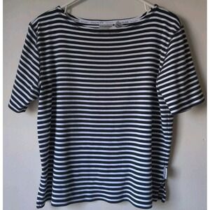 Villager Sport Liz Claiborne Women's‎ Striped Short Sleeve Pullover Top Size M